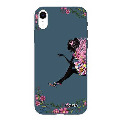 Coque Iphone Xr Silicone Liquide Douce Bleu Nuit Fée Fleurale Ecriture Tendance Et Design