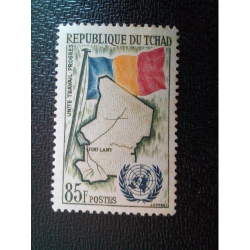 Timbre Tchad Yt 65 Carte Du Tchad, Drapeau National Et Logo Uno 1961 ( 090304 )