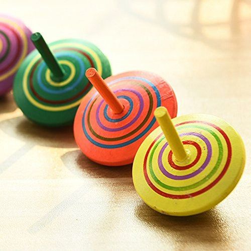 Mvi Jouet De Toupie En Bois Multicolore Jouets En Bois Peints À La Main Jouet De Bureau D'equilibre Parfait Paquet De 10