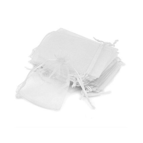 Mvi 50 Pieces 7x9cm Organza Bijoux Bonbons Cadeau Pochette Sacs De Mariage Faveurs De Noel Blanc