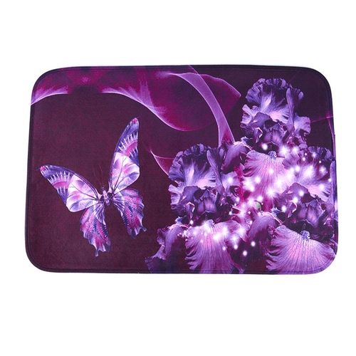 Mvi 1pc Nouveau Violet Papillon Maison Chambre Porte Avant Tapis Anti-Derapant Tapis (Violet)