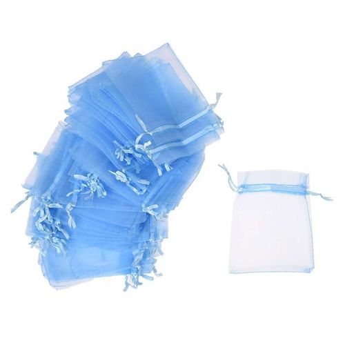 Mvi 60 Organza Cordon Bijoux Cadeau Sac Pochette Bleu Clair Chaud