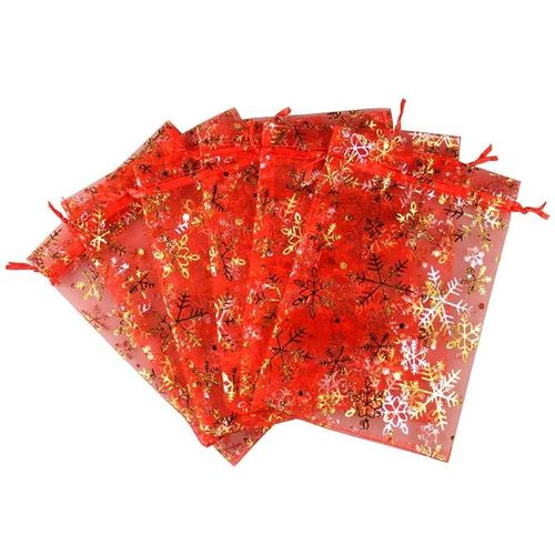 Mvi 100 Pieces Sacs De Faveur Flocon De Neige Bijoux Bonbons Cadeau Sacs Echantillons Affichage Sacs À Cordon (Rouge 3.5x4.7 Pouce