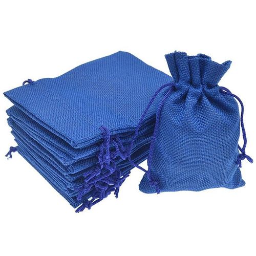 Mvi 50 Pieces Cordon Toile De Jute Sacs De Jute Bijoux Bonbons Pochette De Noel Fête De Mariage Faveur Sacs-Cadeaux (Bleu Royal 10x