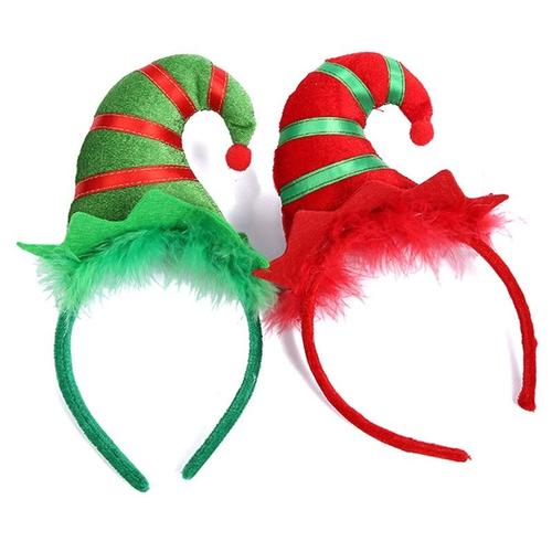 Mvi 2 Pieces Chapeau De Noel Noel Decorations De Noel Chaudes Pour La Maison Bandeau Santa Noel Fête Decor Double Bandeau De Cheveu