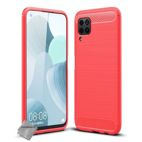 Housse Etui Coque Silicone Gel Carbone Pour Huawei P40 Lite + Film Ecran - Rouge