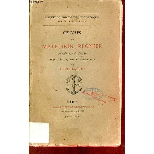 Oeuvres De Mathurin Regnier.