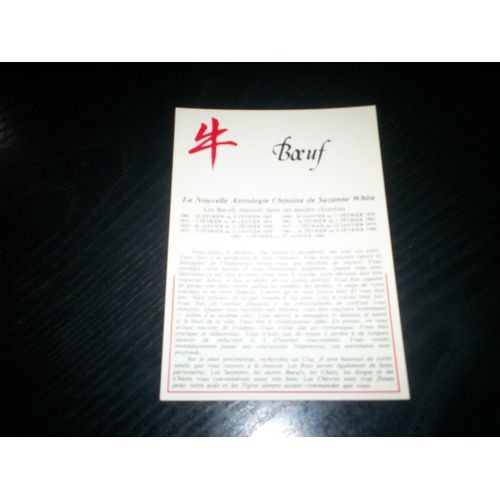 Carte Postale La Nouvelle Astrologie Chinoise De Suzanne White Le Boeuf