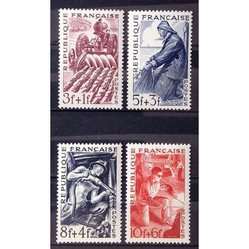 Série Métiers De 1949 - Impeccables N° 823 Agriculteur + 824 Marin Pêcheur + 825 Mineur + 826 Métallurgiste Neufs** Luxe (= Sans Trace De Charnière) - Cote 5,00 - France Année 1949 - N26204