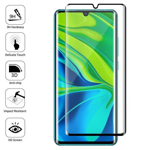 1 Film En Verre Trempé Pour Xiaomi Mi Note 10/ Note 10 Pro 6.47" Bord Incurvé Resistant - Noir