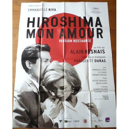 Hiroshima Mon Amour De Alain Resnais Avec Emmanuelle Riva, Bernard Fresson... - Affiche Originale De Cinéma Format 120 Cm X 160 Cm