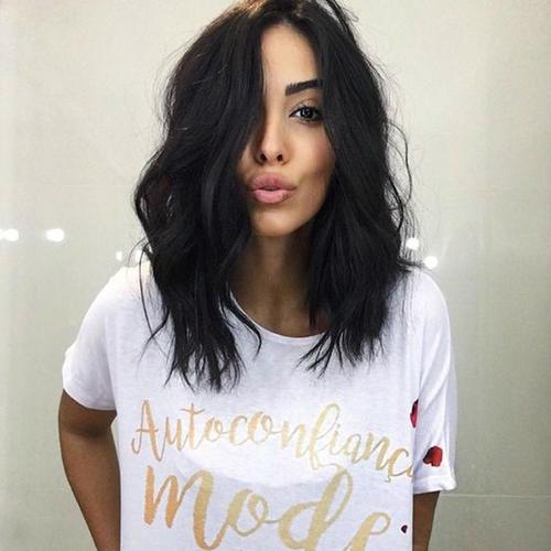 Perruque Noire Longue Sexy Femme Brune Wig Cheveux Afro Black 