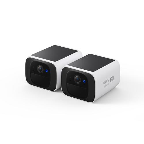 Caméra de sécurité EufyCam SoloCam S220 (2 pack), WiFi exterieure sans Fil, résolution 2K, Panneau Solaire Intégré, IP67, Compatibile Alexa, Wi-FI 2,4 GHz, sans Frais Mensuels, Compatible HomeBase 3