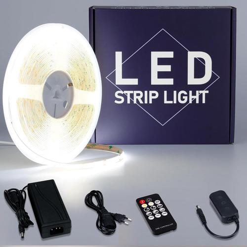 24v 10m Cob Ruban Led Blanc Froid 6000k Avec Variateur Led Alimentation 24v 3a 72w 312led/M Luminescence Uniforme Cri 93+ Non Étanche Flexible Découpable Bande Led Pour Décoration Intérieure