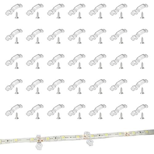 100PCS Bande Clips de Fixation pour Ruban à led, Connecteur Clip de Fixation LED Lighting Clips de Supports de Fixation Clips LED Strip Accessoires pour Bandes 10mm LED Strip, avec 100 Vis