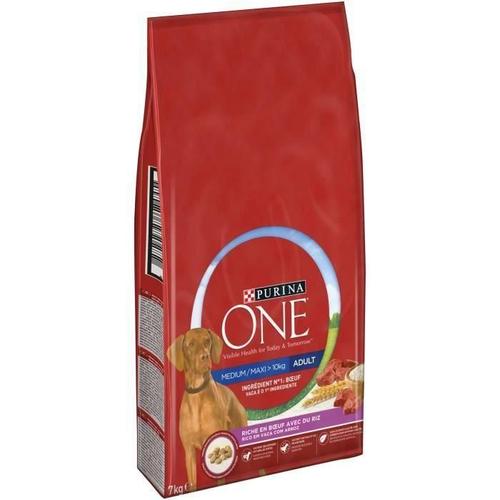 Purina One Croquettes Au Boeuf Et Au Riz Medium - Maxi 10 Kg - Pour Chien Adulte De Moyenne Et Grande Taille - 7 Kg