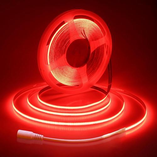 Bande Led Cob 24 V 10 M Bande Led Rouge 320 Led/M Non Étanche Ip30 8 Mm De Largeur Pour Bricolage Éclairage Intérieur Décoration De La Maison (Sans Alimentation Ni Variateur)