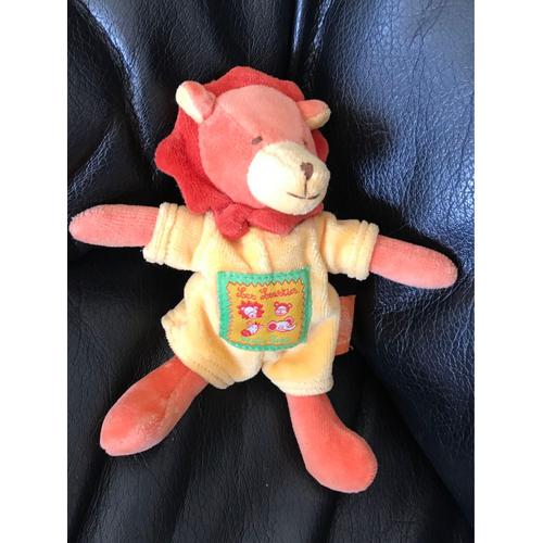 Doudou Peluche Moulin Roty Les Loustics Lion Jaune Orange 16 Cm 