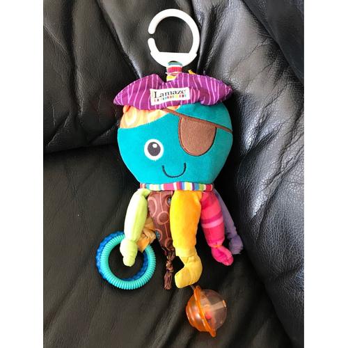 Doudou Peluche Pieuvre Bleu Et Jaune Marron Violet Pirate A Accroché Lamaze 22cm