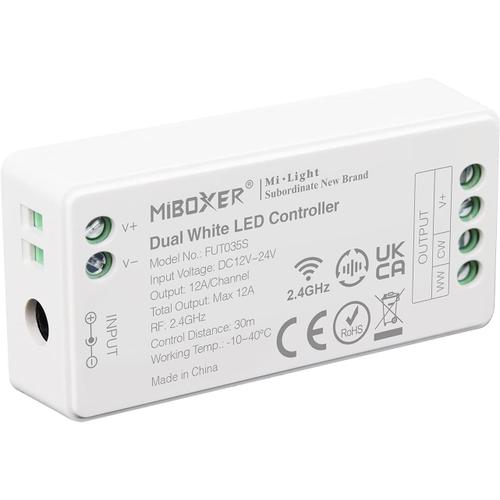 Milight Miboxer 2,4 GHz Température de couleur double contrôleur de bande LED blanche Sortie DC12V/24V Max. 12A, PWM haute/basse fréquence FUT035S