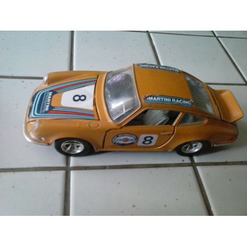 Porsche 911 Carrera Martine Racing 1985 Couleur Jaune Moutarde Scala 1/24ème Burago Longueur 17 Cm, Largeur 6,5 Cm Et Hauteur 5 Cm