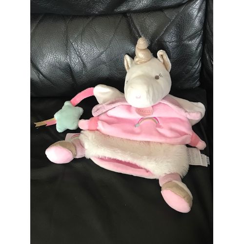 Doudou Et Compagnie Doudou Marionnette Licorne Blanc Rose Étoile 25cm