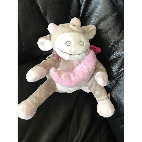 Peluche Vache Lola Musicale Noukie's Victoria Et Lucie Blanc Gris Rose Lune 22cm