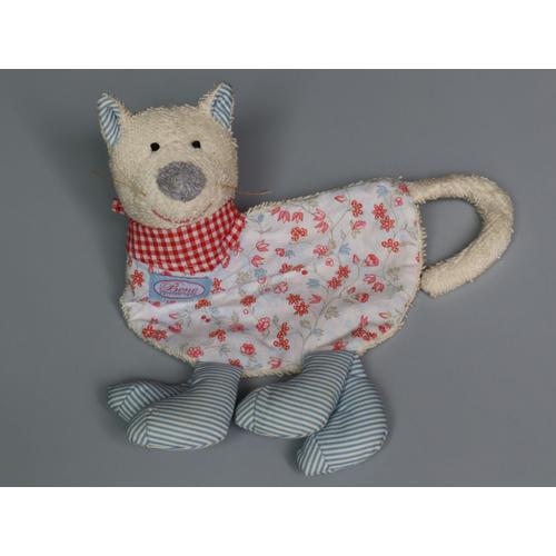 Doudou Chat Plat Blanc Bleu Rouge Sigikid