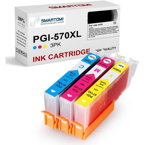 Lot de 5 Cartouches d'encre compatibles PGI-570 XL CLI-571 XL Canon pgi-570 Noir CLI-571 CMY pour imprimantes Canon Pixma MG5750 MG5751 MG5752 MG5753 MG6851 MG6850 5PK(PBK+KCMY) Multicolore