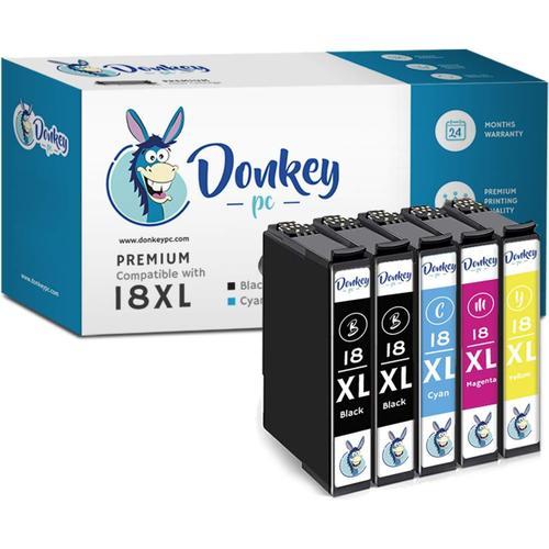 Donkey PC 18XL Cartouches d'encre pour Epson Expression Home XP-322 XP-215 XP-205 XP-225 XP-305 XP-325 XP-422 XP-405 XP-415 XP-425 XP-315 XP-312 XP -425 XP-412