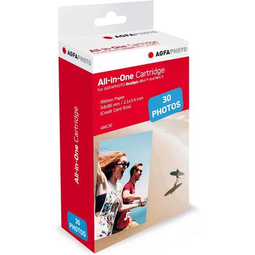 Cartouche et papiers 5,3 x 8,6 cm AMC - Compatible AGFA PHOTO Realipix Mini S,Realipix Mini P,Kodak Mini Printer 2,Kodak Mini Shot -