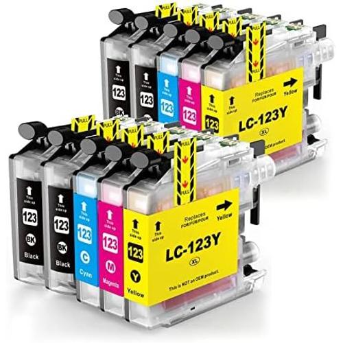 LC123 Cartouches d'encre Compatible avec Brother DCP-J4110DW MFC-J6520DW MFC-J4410DW MFC-J4510DW MFC-J470DW MFC-J650DW MFC-J6920DW MFC-J6720DW MFC-J4610DW MFC-J870DW DCP-J132W (10 Pack)