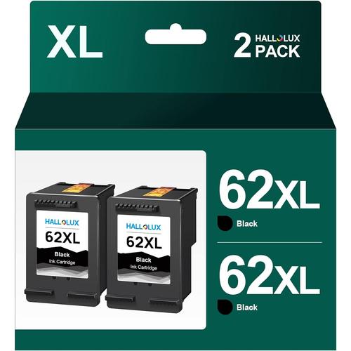 62XL Compatible Cartouches d'encre Remplacement pour HP 62XL 62 XL pour HP Envy 5540 5544 5545 5548 5640 5642 5644 5646 7640 7645 pour OfficeJet 200 250 5740 5742 5744 (2 Noirs)