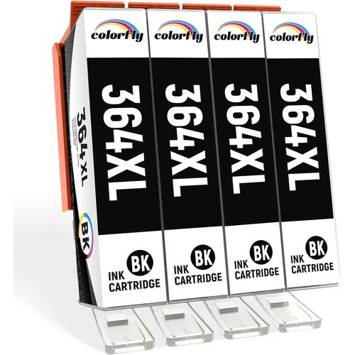 364XL Cartouches d'encre Compatible pour HP 364 364XL Noir pour HP Photosmart 5510 5520 5522 5520 6520 B8550 7510 7520 5524 6510 5515 B109a B110a Officejet 4620 4622 Deskjet 3070A (4 Noir)