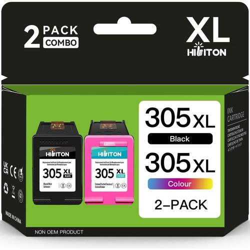 305 Cartouche XL Noir et Couleur,Cartouche d'encre 305 kompatible avec Cartouche HP 305,305XL Cartouches d'encre 305 pour 2700 2710 2720 2724 Plus 4100 4120 4130 Envy 6000 6020 6032 Pro 6400 6420