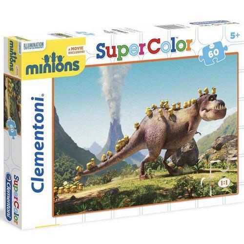 Puzzle Minions Et Tyranosaure Rex Clementoni Super Color 60 Pièces À Partir De 5 Ans Illumination Entertainment No 26930