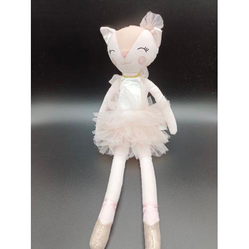 Doudou Peluche Chat Faon - Ballerine Danseuse - Rose - Ostaria Les Minis - Env. 38 Cm