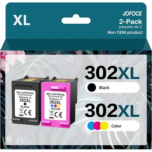 302XL Cartouches d'encre Remplacement pour HP 302 XL Noir et Couleur Grande Capacité Encre pour HP DeskJet 3630 3632 3639,Envy 4520 4525 4527,OfficeJet 3831 3833 3830 (2-Pack)