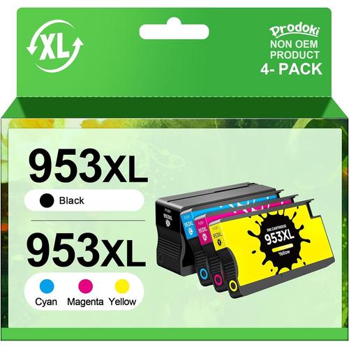 953 XL 953XL Cartouches d'encre Remplacement pour HP 953 XL Cartouches d'encre pour HP Officejet Pro 7720 7740 8710 8715 8718 8719 8720 8725 8730 8740 8218 (4-Pack,Noir Cyan Magenta Jaune)