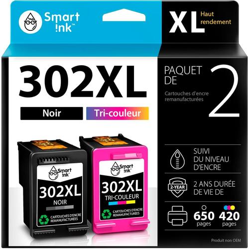 Remanufacturées Cartouches d'encre Remplacement pour HP 302 302XL 2 Pack Combo (Noir Tri-Colore) pour Deskjet 1110 1112 3630 3632 Envy 4510 4516 4520 4522 4525 Officejet 3830 4650