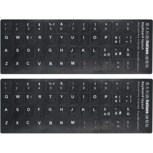 Lot de 2 autocollants universels pour clavier japonais, clavier pour ordinateur portable, clavier de bureau, ordinateur portable, clavier, autocollant alphabet (noir italien)