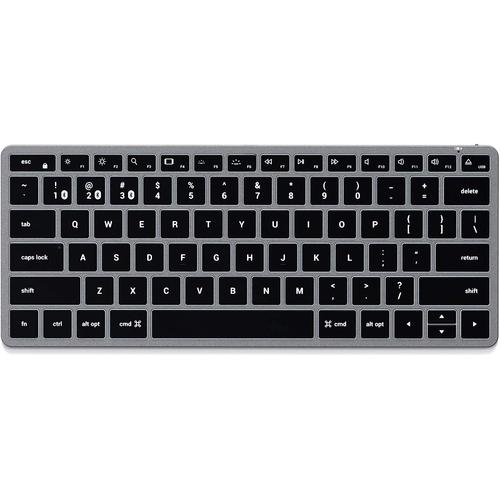 Clavier Sans Fil Bluetooth Slim X1 - Touches Lumineuses Et Synchronisation Multi - Appareils - Macbook Pro/Air M2/M1, iPad Pro/Air M2/M1, Mac Mini M2, iMac M1 (Gris Sidéral, Anglais US Qwerty)