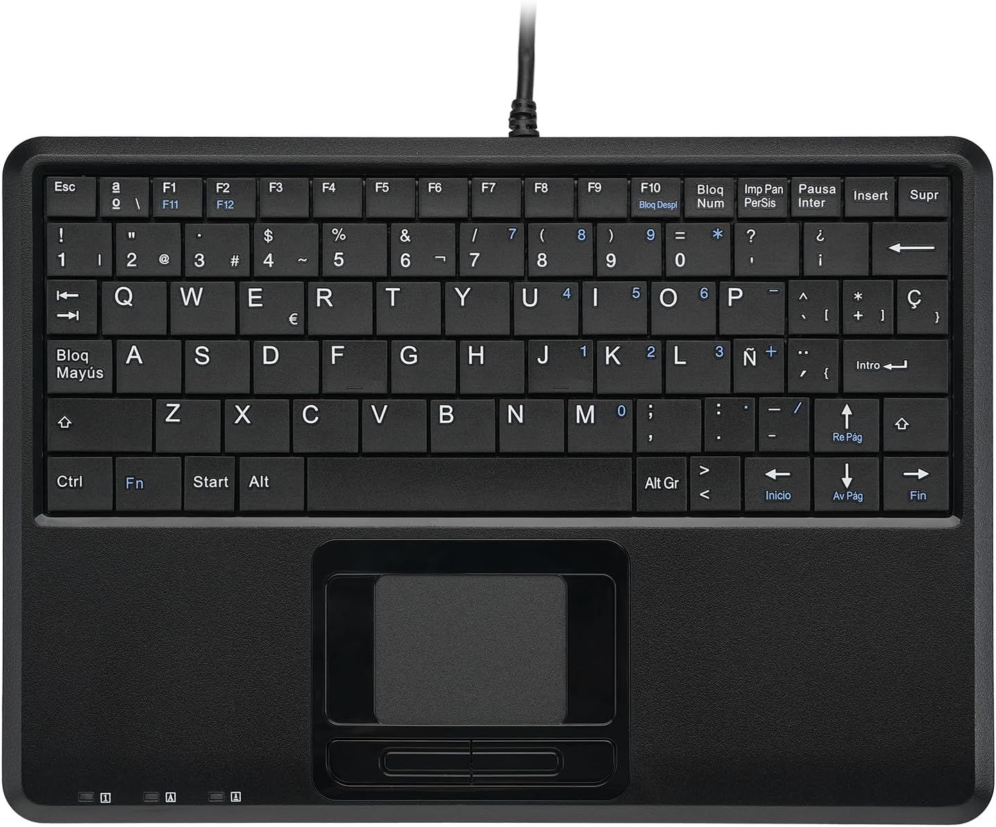 Perixx PERIBOARD-510H Plus - Espagnol - Clavier USB avec câble avec Fonction Multi-Touch et 2 entrées USB - Touches silencieuses avec Son mécanisme X - Dimensions 23 x 16 x 2 cm - Noir