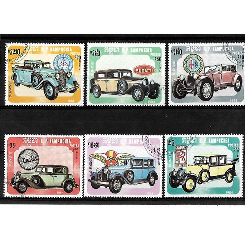 Kampuchea- 1984 -Voitures Anciennes-Lot De 6 Timbres Oblitérés-Très Bon Etat