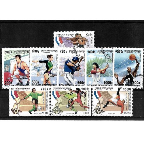 Cambodge-Sport-Lot De 9 Timbres Oblitérés-Très Bon Etat