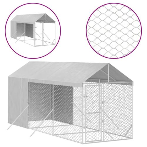 Vidaxl Chenil D'extérieur Pour Chiens Avec Toit Argenté 2x6x2,5 M