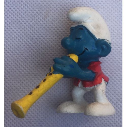 Figurine Schtroumpf Joueur De Flûte, Smurfs, Peyo, Bd, Bande Dessinée