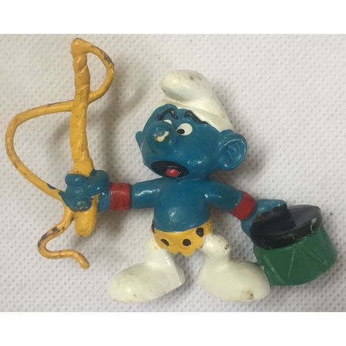 Figurine Schtroumpf Avec Fouet Et Tabouret , Smurfs, Peyo, Bd, Bande Dessinée