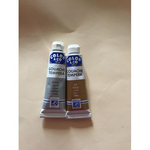 Lot Deux Tubes Gouache Argent Et Or Color & Co Pour Pâques 10 Ml