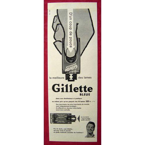 Publicité Papier De 1957 - Lames De Rasoir Gillette Bleue